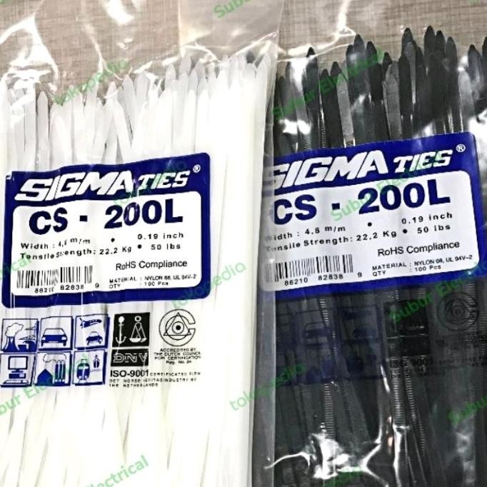 

HARGA DISC - kabel ties 20cm SIGMA CS-200L cable ties kabel tis putih/hitam