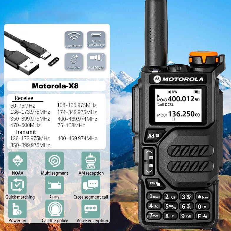 Kons Ht Motorola X8 Walkie Talkie 10W Am/Fm 5Mah Dual Band Vhf/Uhf One-Click Frequency Measurement 2