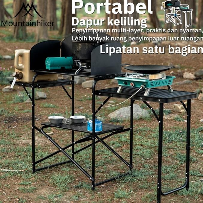 Meja Dapur Camping, Dapur Lipat, Meja Dapur Memasak Mountainhiker, Bahan Aluminium, Dapat Dilipat, R