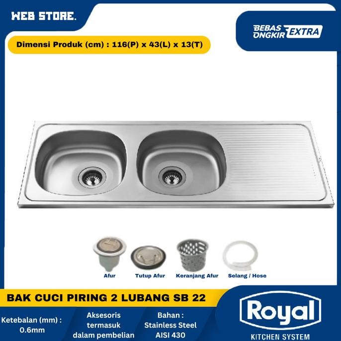 Bak Cuci Piring Kitchen Sink Wfel Wastafel 2 Lubang ROYAL SB 22