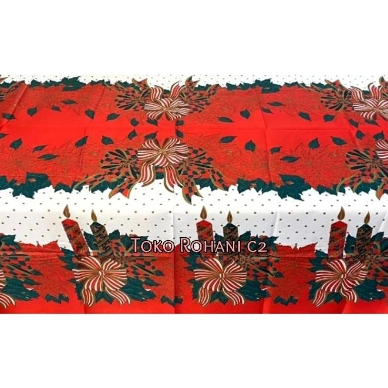 Taplak Meja Natal Segi - Taplak Natal - Taplak Meja Natal - Taplak Meja Natal Kain