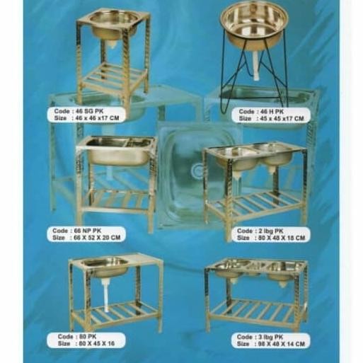 Bak Cuci Piring - Kictchen Sink Kaki Meja Rak Portable 2 Lobang
