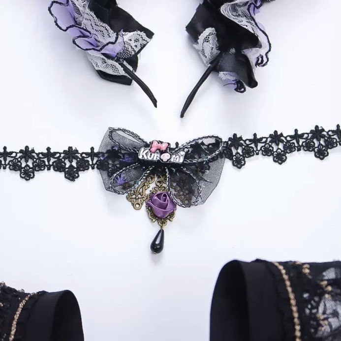 Kuromi necklace/ kalung kuromi/ kalung anak kuromi/ aksesoris anak kuromi/choker kuromi/ tongkat