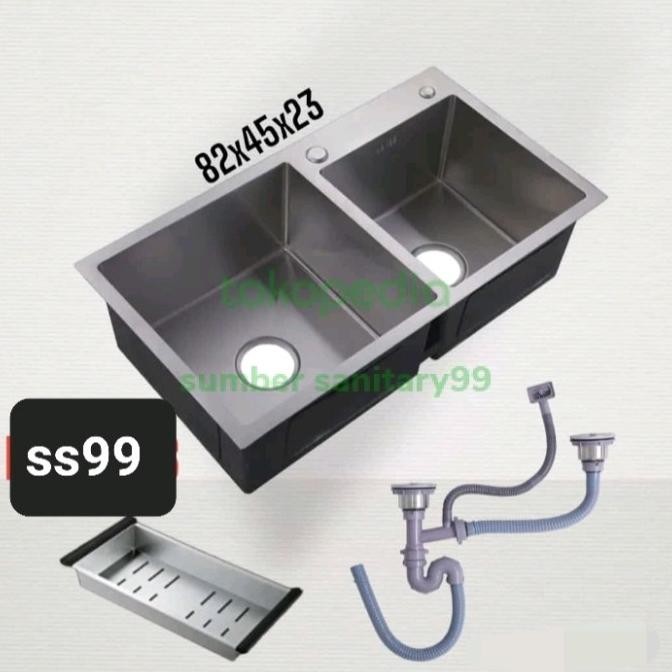 Kitchen Sink/Bak Cuci Piring Stainless 2 Lubang 8245/Wastafel