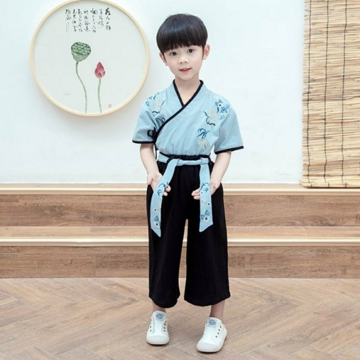 setelan cheongsam anak laki-laki