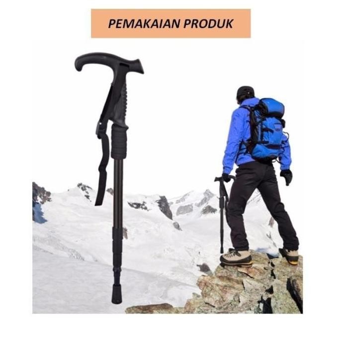 Tongkat Lipat Besi Alat Bantu Jalan Lansia Orang Tua Trekking Hiking L82BJ