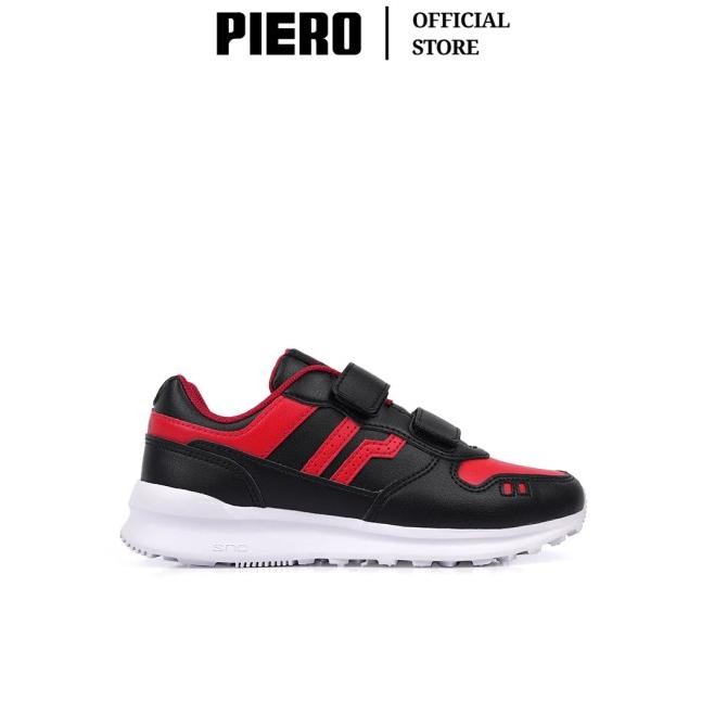 Piero Sepatu Sneakers Anak Jogger Jr Black Red White PIE1000032