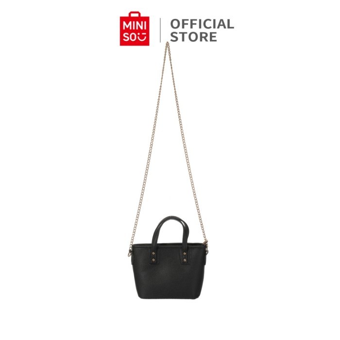 NEW MINISO Tas Selempang Wanita Sling Bag Rantai Hitam Puith Tas Kondangan Wanita Elegan Women