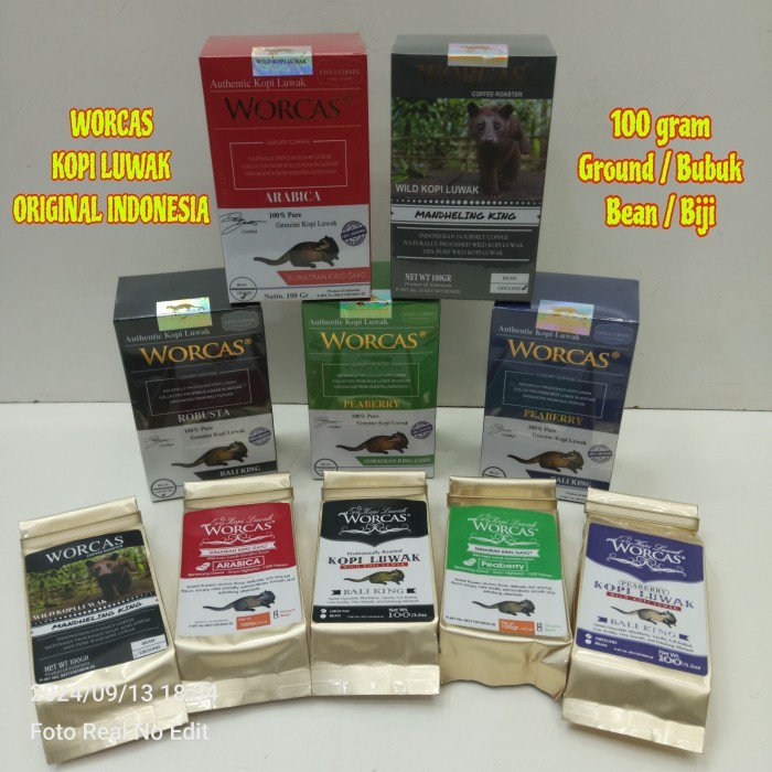 

Promo Kopi Luwak Worcas Nonbox Isi 100 Gr, Sumatran King Gayo, Bali King, 100% Asli Kopi Luwak