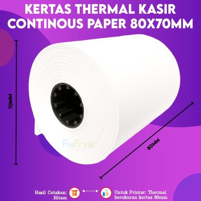 

Kertas Thermal Kasir 80x70mm 80x80mm Kertas Struk Continous Paper Roll 80x80mm 80x70mm