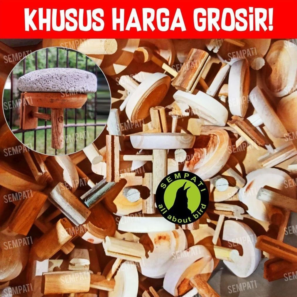 GROSIR Tangkringan Kayu Samping Batu Apung Sangkar Kandang Burung Branjangan TKPUNG