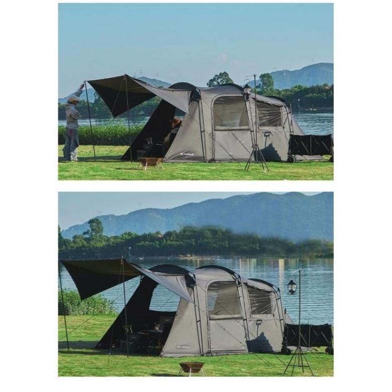 Hab Landwolf Hitam Black Tenda Tunnel Outdoor Camping New Series Bukaan Belakang