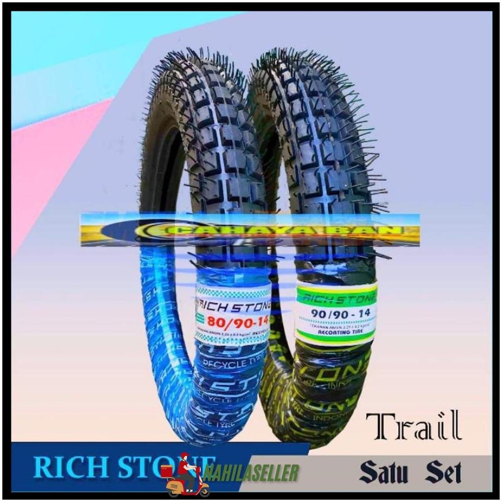 Promo Sepasang 2 Ban Motor Metic Trail 80/90-14 Dan 90/90-14 Ban Trail Metik Ring 14 Ban Beat Vario 