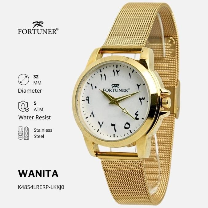 Fortuner Jam Tangan Wanita Analog Angka Arab Rantai Kulit Fitria