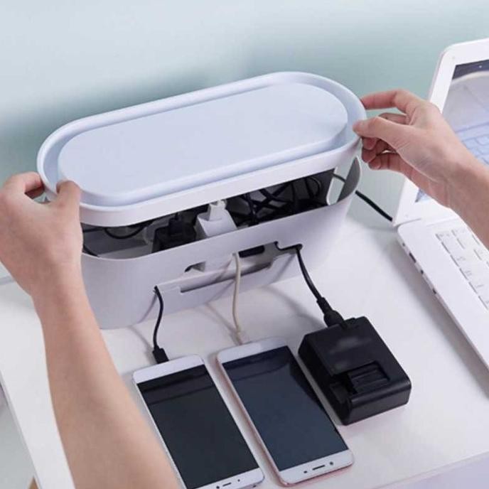 

BEBAS ONGKIR - Kotak Organizer Kabel Charger Wire Cable Management Box Agar Rapi