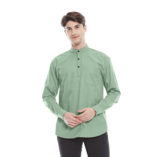 Szn - Kemeja Koko Sage Green Lengan Panjang I Kemeja Koko Pria Sage Green  Lengan Panjang Exclussive