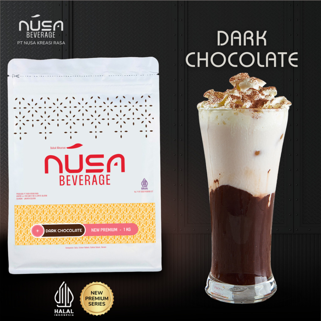 

NUSA BEVERAGE Dark Chocolate Premix Powder 1Kg Untuk Bisnis Drink Station & Cafe & Resto