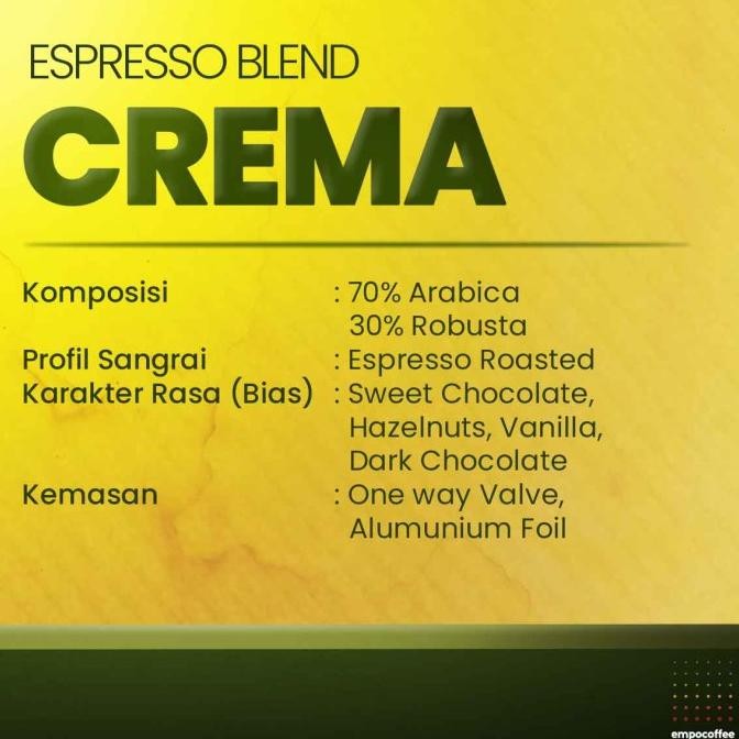 

Kopi Crema Espresso Blend Coffee Bean Coffe Beans Minuman Kekinian 1Kg