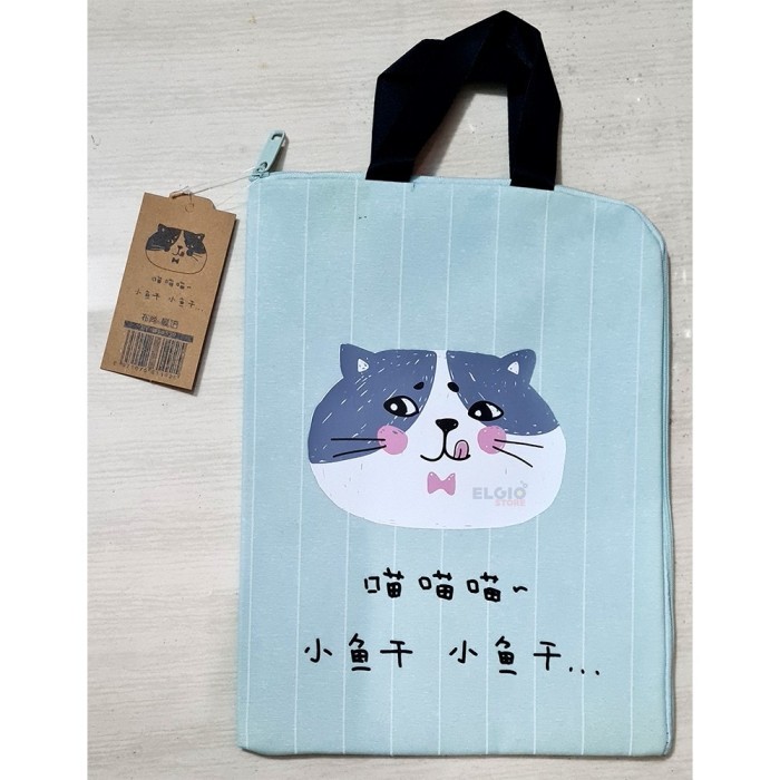 

Tas Map Gambar Kucing Lucu Document Holder Biru Muda