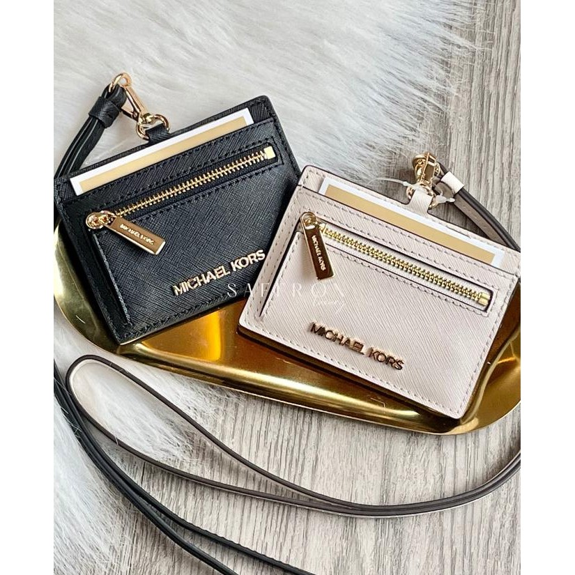 

BEBAS ONGKIR - Michael Kors Jet Set Travel East West Id Card Case Lanyard Leather