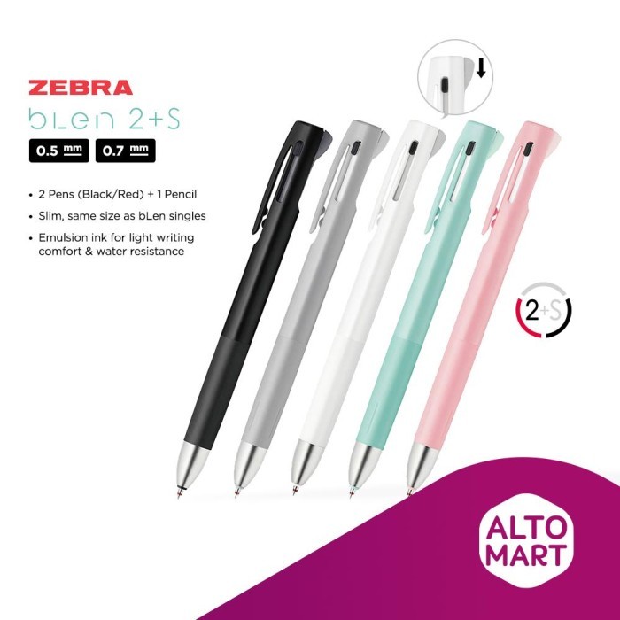 

Ready ZEBRA BLEN 2+S Ballpoint Multi Pen 0.7 0.5 mm Mechanical Pencil