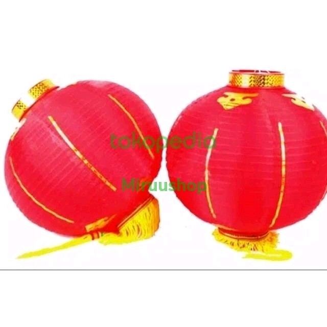 LAMPION IMLEK KAIN POLOS DEKORASI HIASAN WARNA MERAH