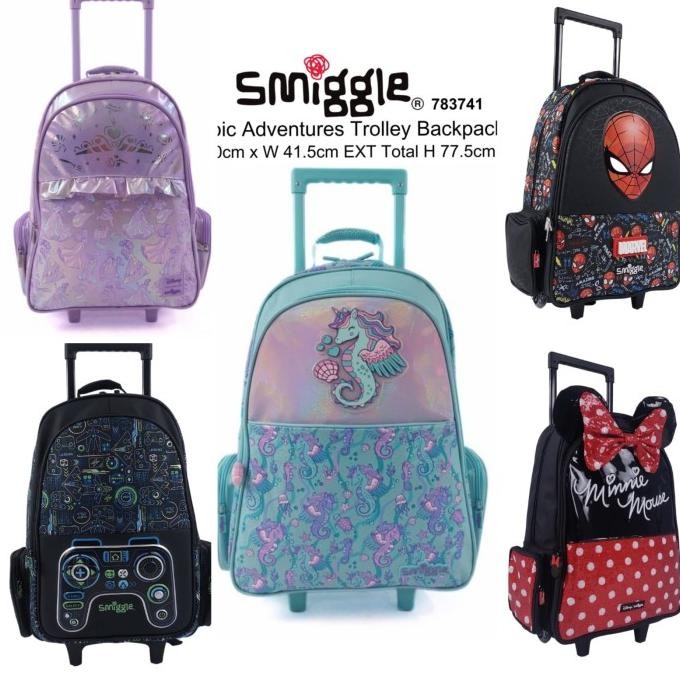 SMIGGLE Tas Trolley Bag Anak / Tas Troli Trolly Marvel Cat Minecraft