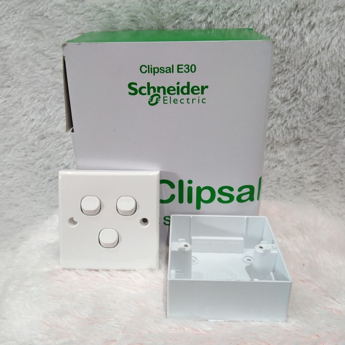 Saklar tripel classic/clipsal Schneider+ inbow dus timbul hiro