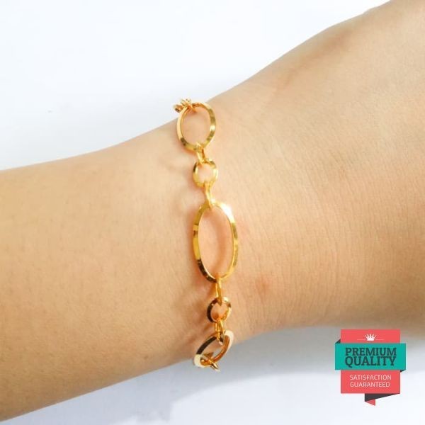 Grosir Murah gelang mocca oval emas asli kadar 700 Elegan