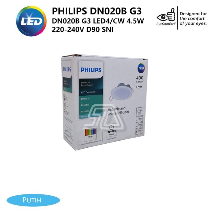 Philips Lampu Downlight LED Plafon DN020B G4 4.5W 4 inch 6500K Putih Inbow