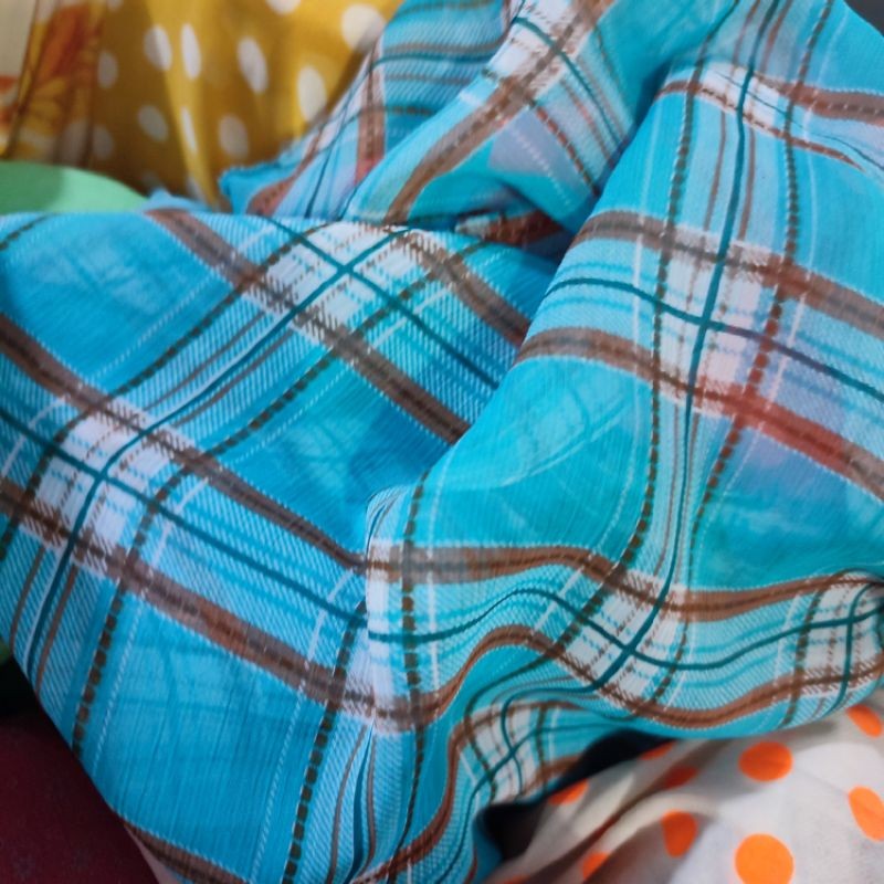 kain ceruty motif kotak apt - bahan ceruty - meteran