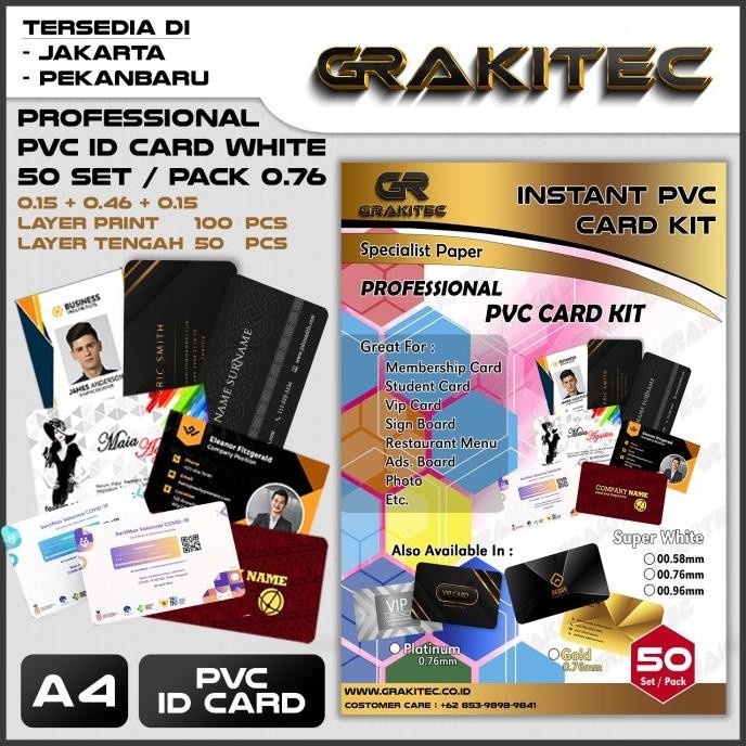 

TERLARIS - Kertas PVC ID Card 50 Set Grakitec Professional Super White 0.76mm