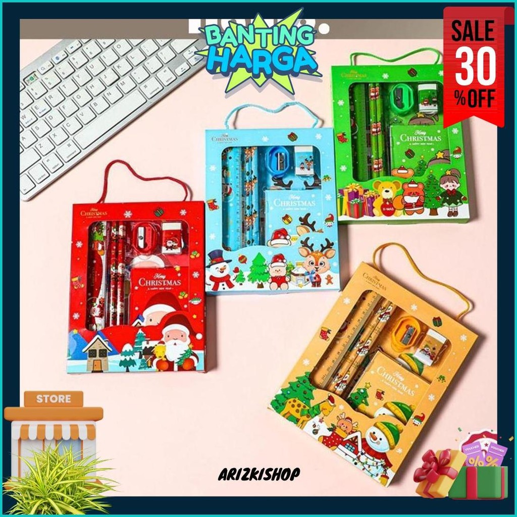 

Alat Tulis Set Christmas Edition/ Set Stationery X-Mas/ Paket Alat Tulis Tema Natal/ Souvenir Ulang Tahun Anak/ Kado Natal Anak Cod