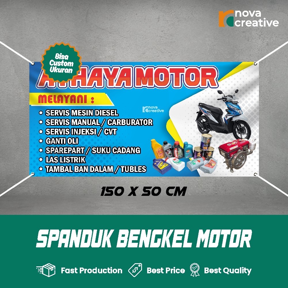 Banner Bengkel Motor Panjang Spanduk Custom Gratis Desain