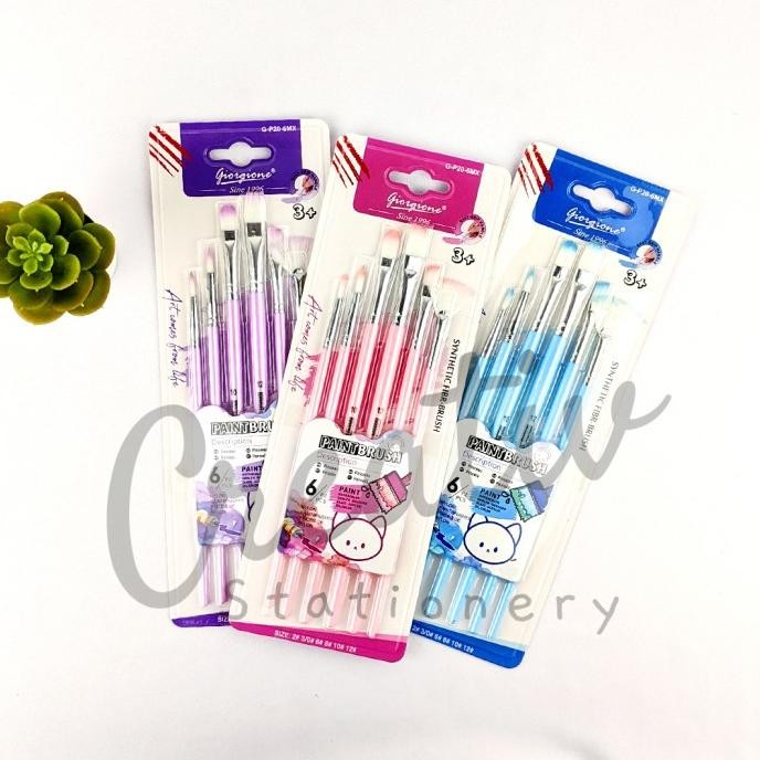 

Giorgione Art Brush Set Kuas lukis 6 pc Round Flat G-P20-6MX Filbert A