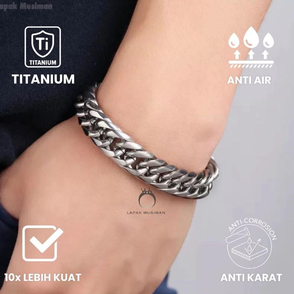 Gelang Pria Rantai Titanium Asli Original Anti Karat