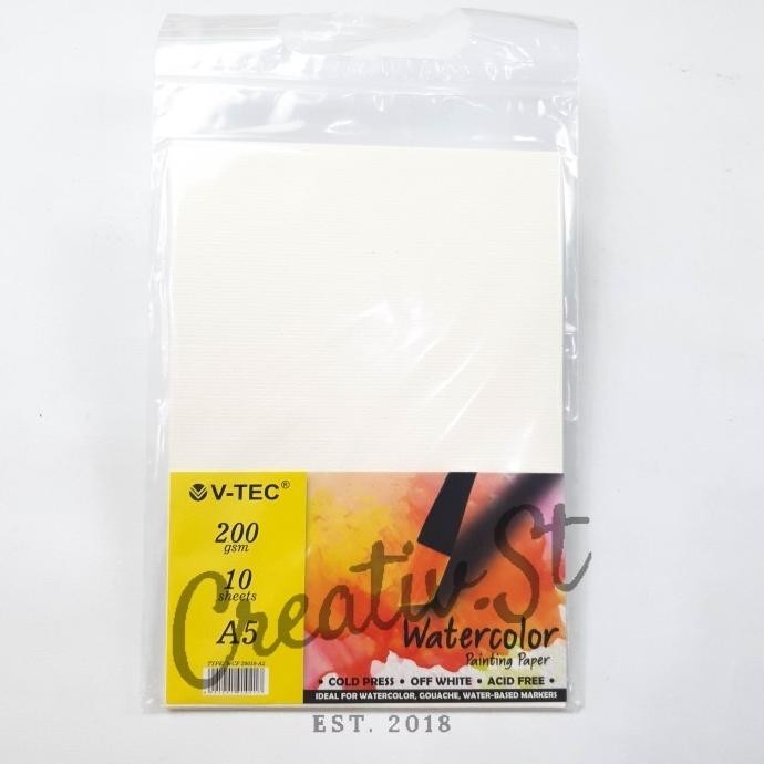 

BEBAS ONGKIR - V-TEC Water Color Paper 200 GSM Cold Press 10 Sheet A5