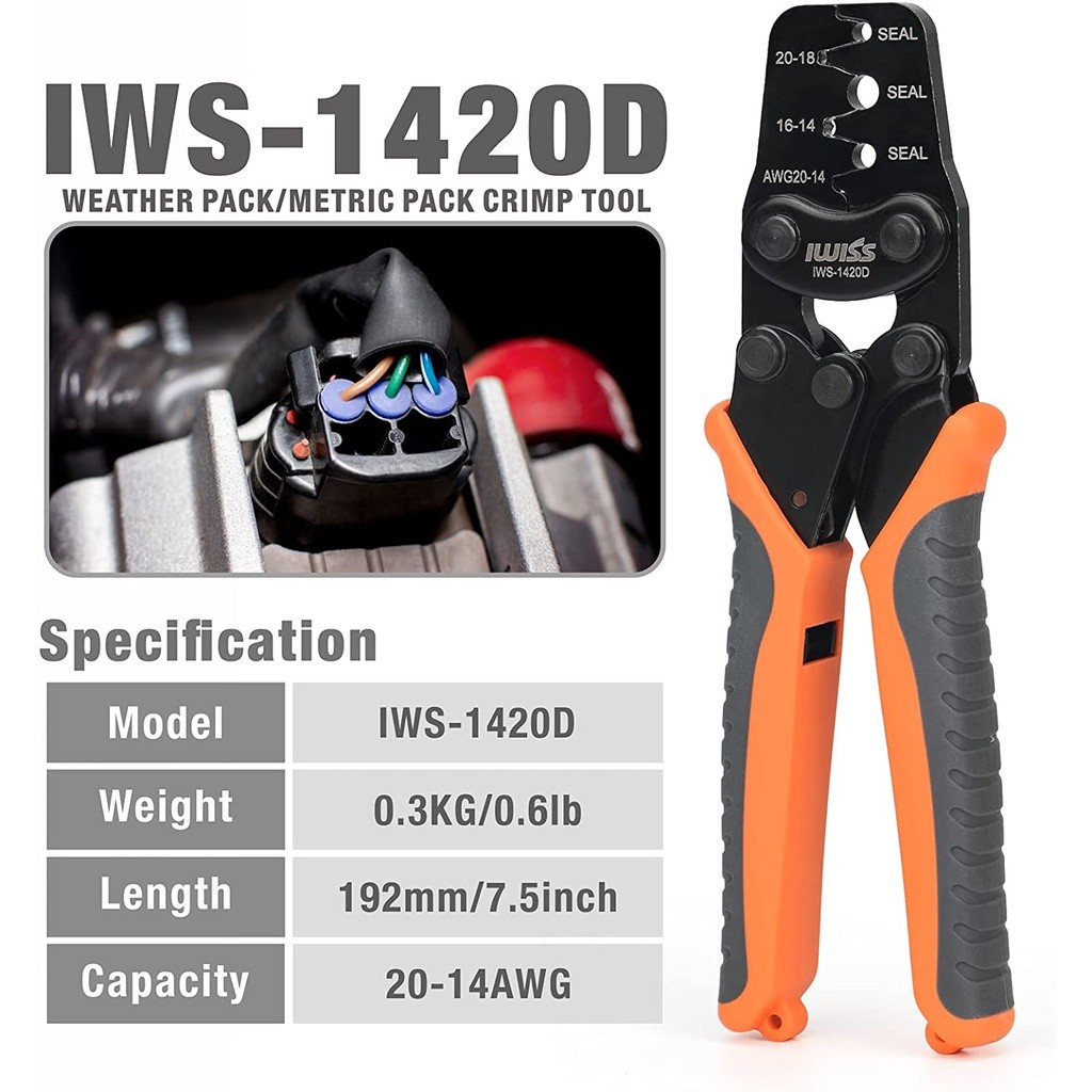 IWISS IWS-1420D Weather-Pack/Metri-Pack Crimping Tool 20-14AWG B Tipe Crimper Plier untuk Alat Alat 