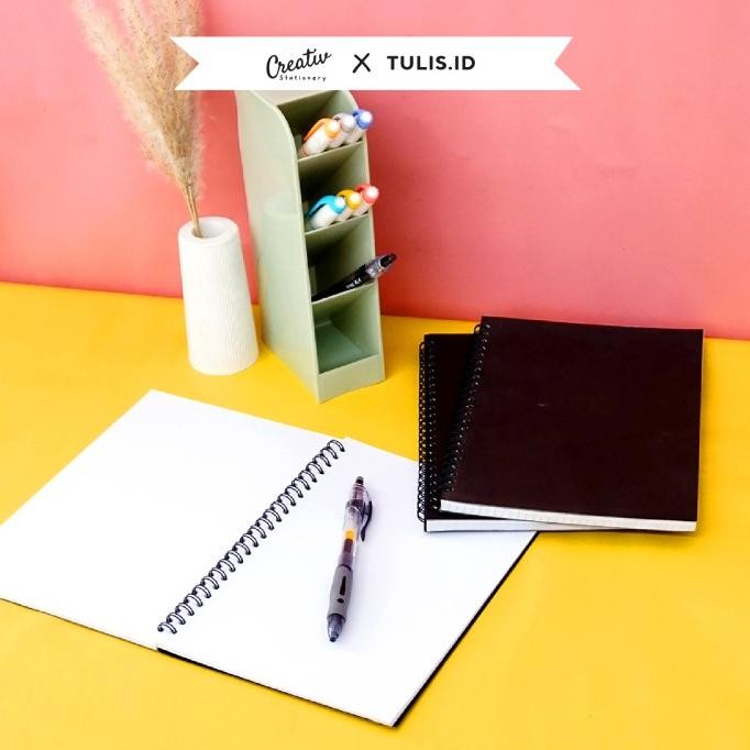 

[Tulis.Id] Basic White Paper Charcoal Black Spiral Notebook A5