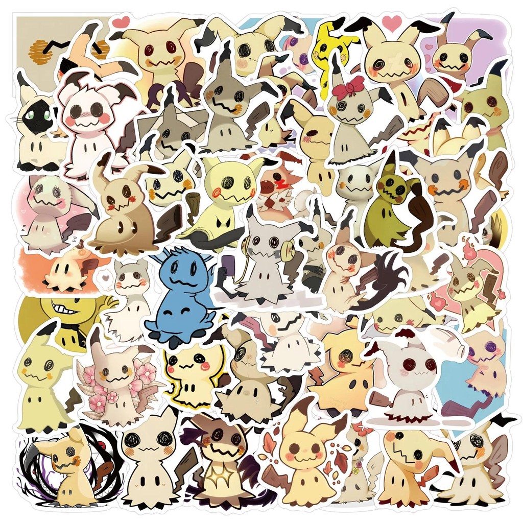 

55pcs pokemon mimikyu stickers as eevee family diy decoration mobile phone notebook guitar hand tent waterproof stickers toys