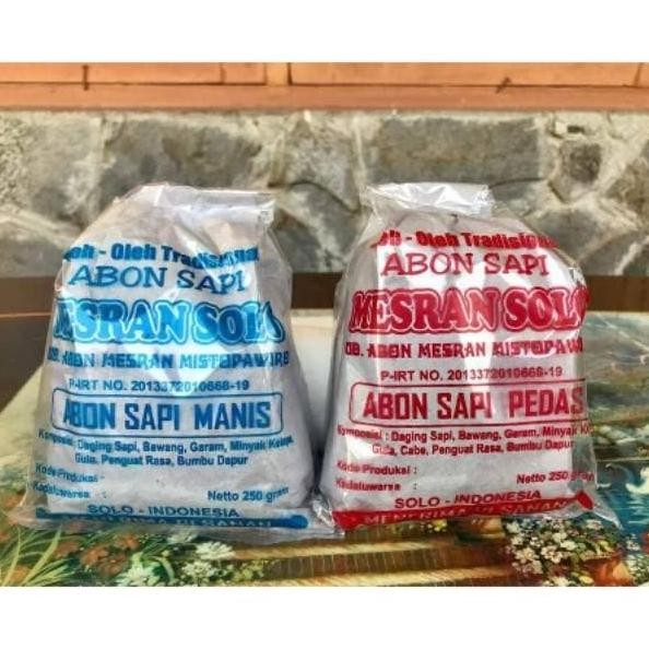 

Abon Sapi Mesran Solo Manis / Pedas 250G