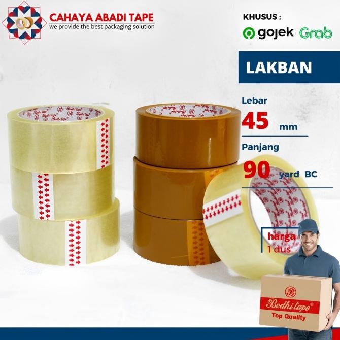 

TERLARIS - LAKBAN BODHI TAPE 45MM X 90 YARD BC #KHUSUS GRAB/GOJEK# PER DUS