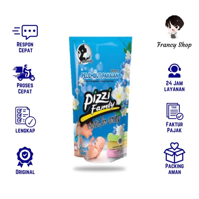 Pakaian Pizzi Softener Blue Pelembut dan Pewangi 900 ml