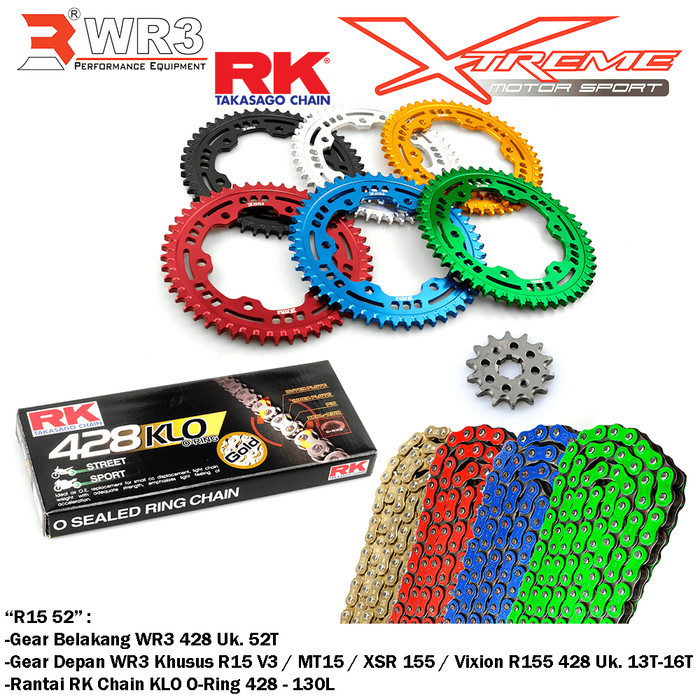 TERMURAH - Gear Set Depan Belakang WR3 & Rantai RK Chain ZX25R Ninja CBR 250 GSX 150 150RR RR R25