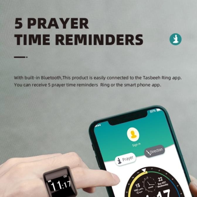 Cincin Tasbih Digital Equantu Zikir Ring Premium Tasbeh Charger HPID