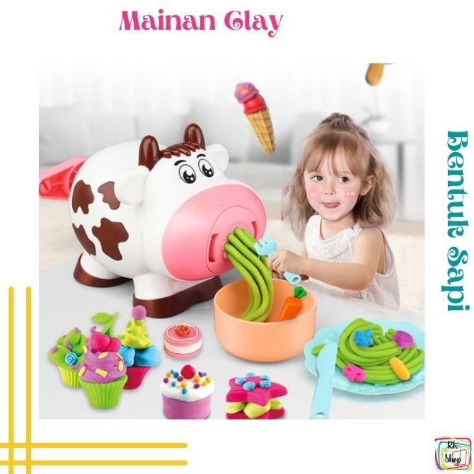 BEBAS ONGKIR - Mainan dream clay cow, Mainan sapi clay tanah lihat set anak