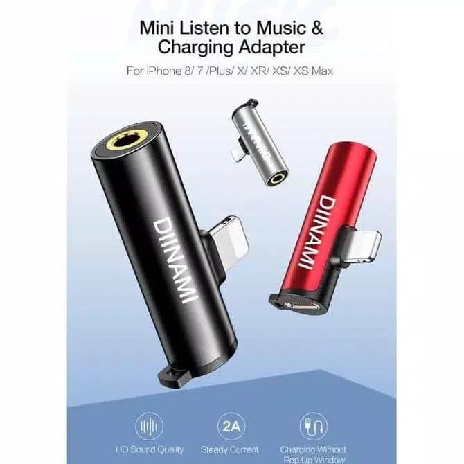 +++++] Audio Converter Lightning To Jack 3.5 2in1 Diinami Lightning