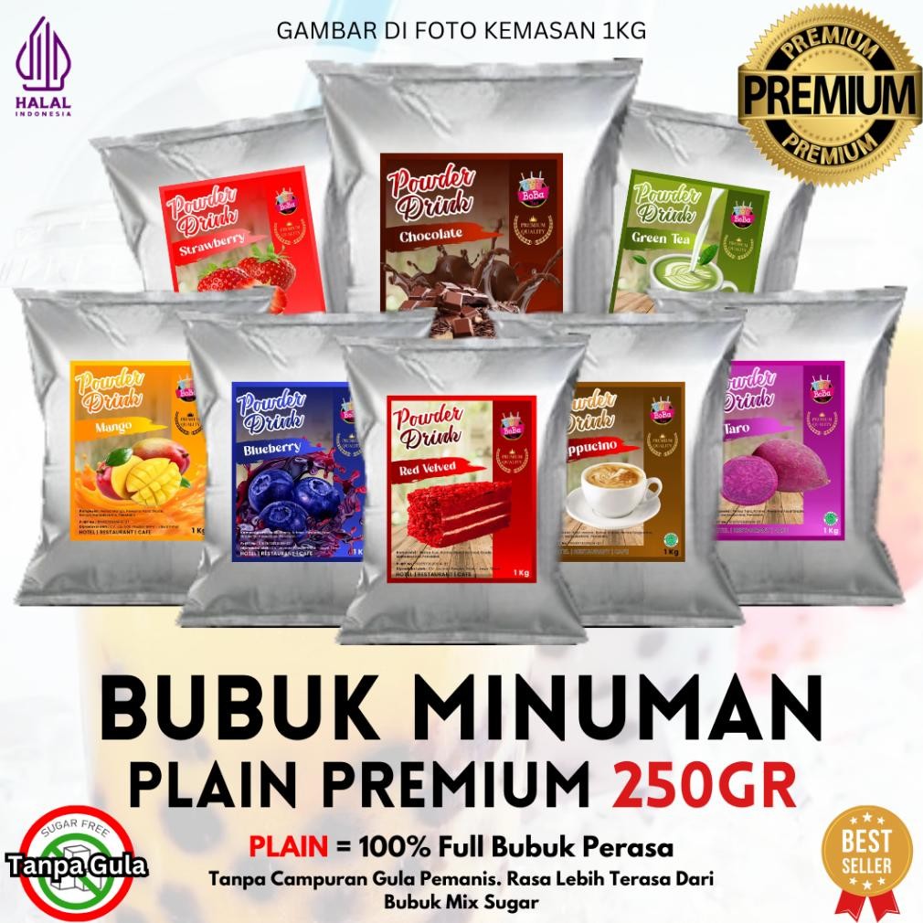 

Bubuk Minuman Rasa Premium PLAIN 250gr Serbuk Minuman Rasa dan Teh Kekinian