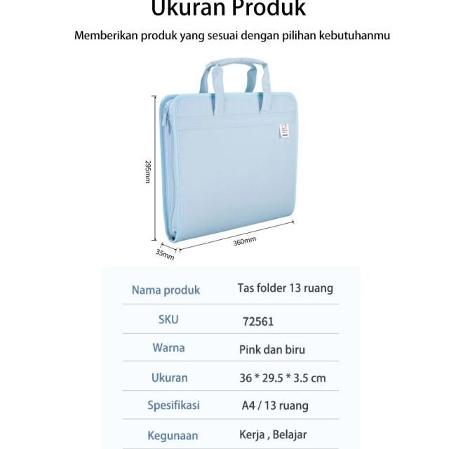 DELI FILE FOLDER SEKAT 13 DOCUMENT BAG TAS DOKUMEN FILE A4 SIZE 36X29X3 CM