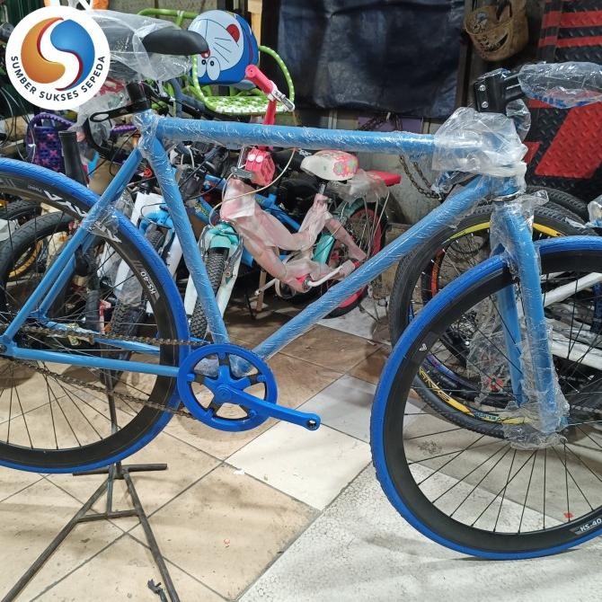 Terbaik Sepeda Fixie 700C Rem Terpedo Stang Balap Frame Lokal Bahan Besi